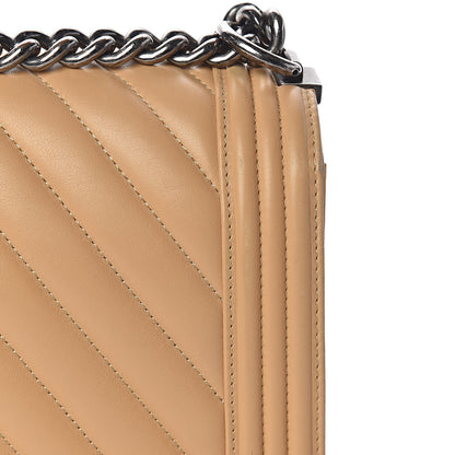 Chanel Lambskin Chevron Quilted New Medium Boy Flap Beige 13 of 22