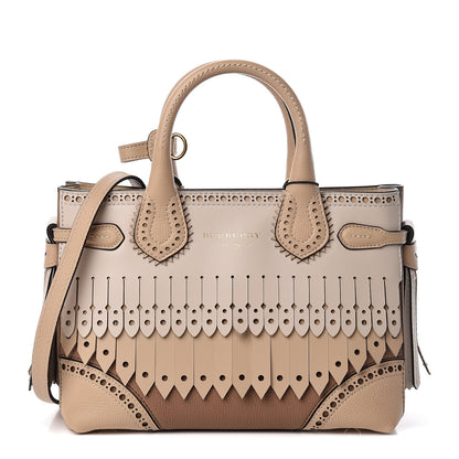Burberry Calfskin Broguing Small Banner Tote Chino Multicolor 1 of 17