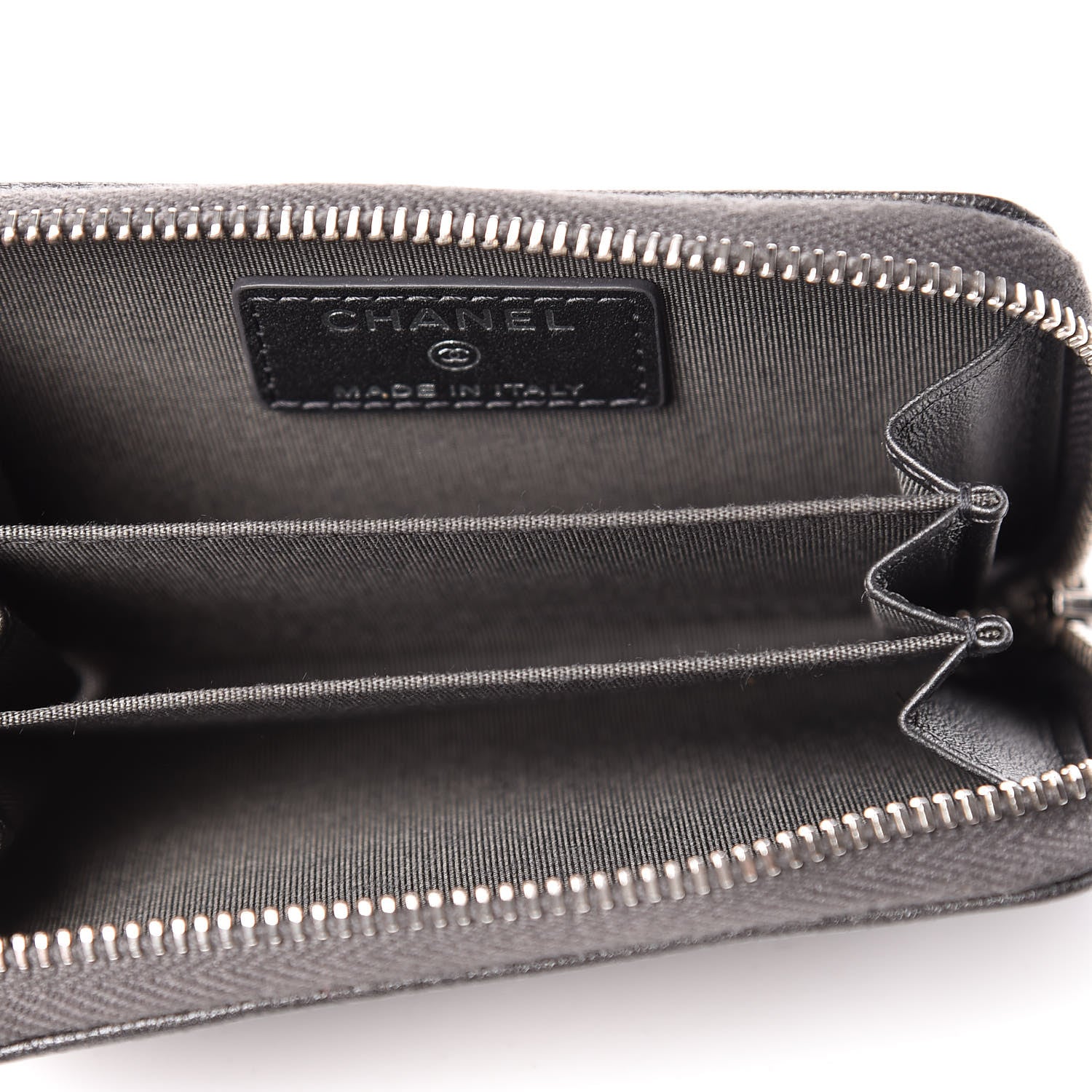 Chanel Goatskin Camellia Embossed Zip Coin Purse Anthracite 5 of 8