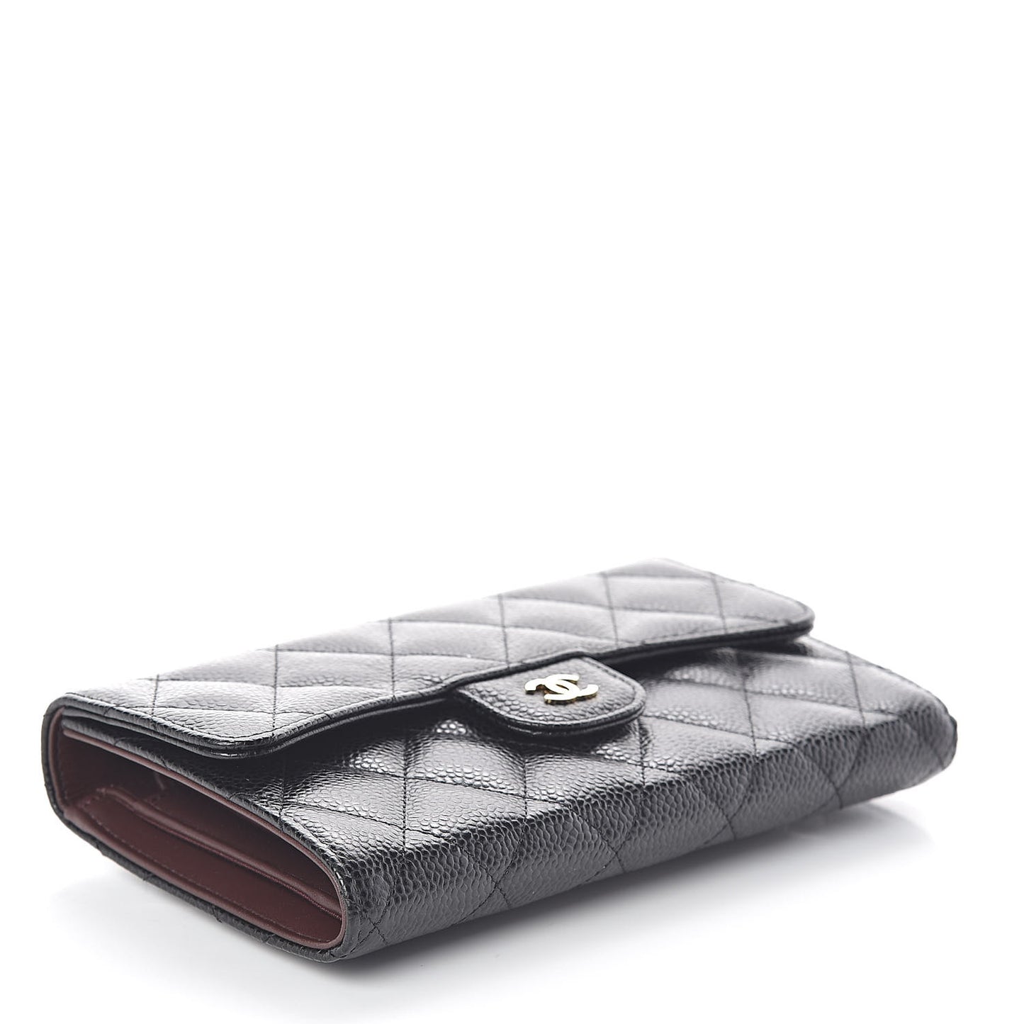 Caviar Quilted Large Flap Wallet Black