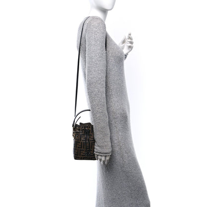 Fendi Vitello Liberty F is Fendi Bi-Color FF 1974 Embossed Mini Mon Tresor Bucket Bag Maya Black 2 of 10