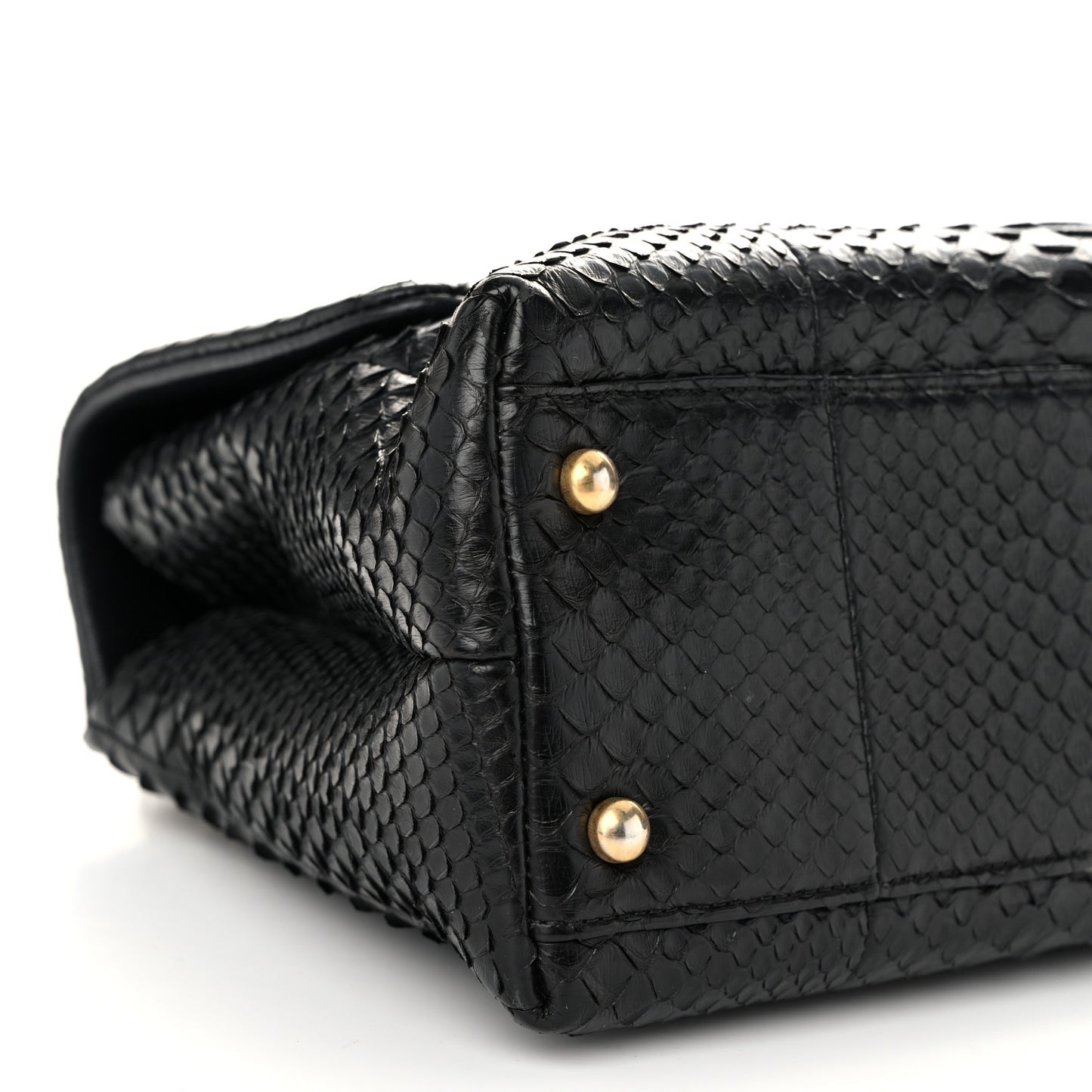 Snakeskin Small Coco Handle Flap Black