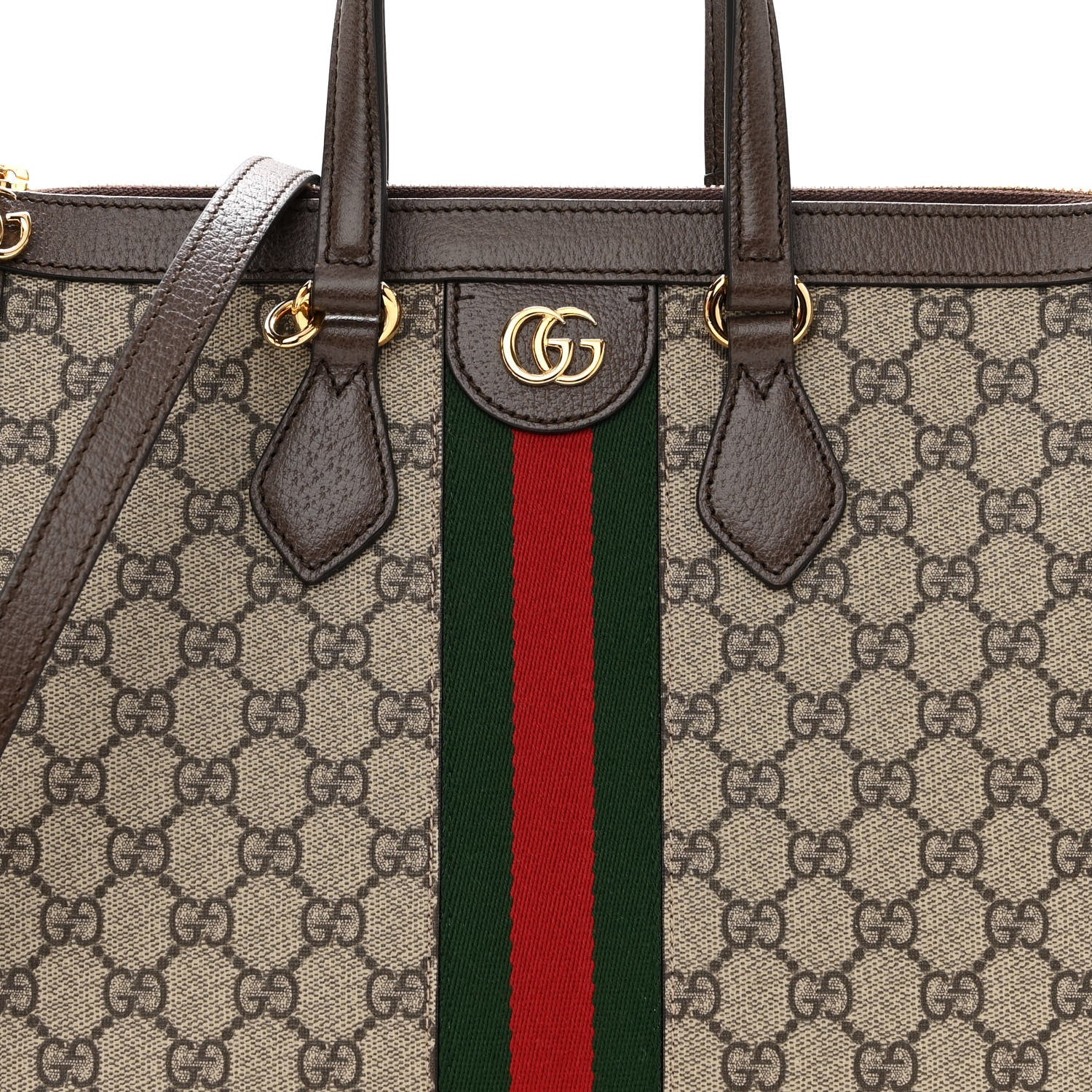 Gucci GG Supreme Monogram Web Medium Ophidia Tote Bag Brown 7 of 9