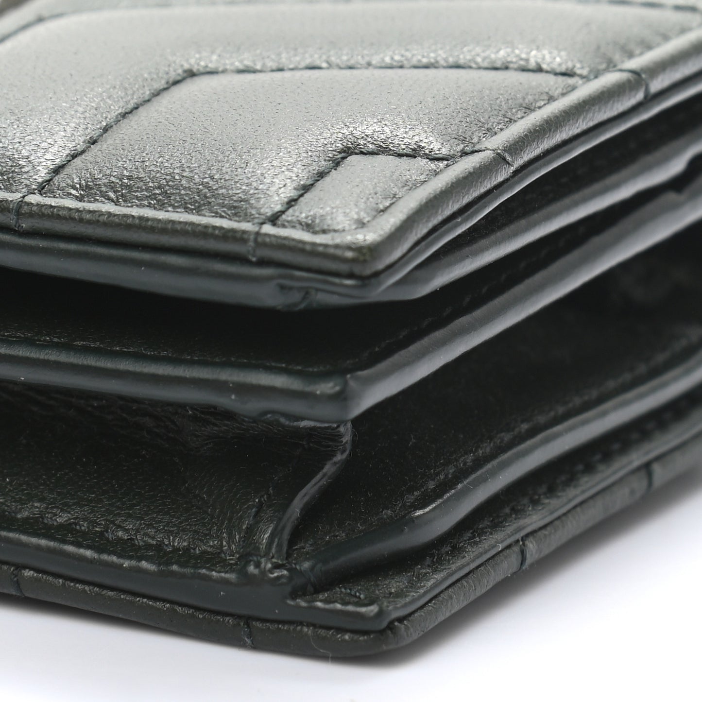 Lambskin Y Quilted Monogram Loulou Flap Wallet Olive