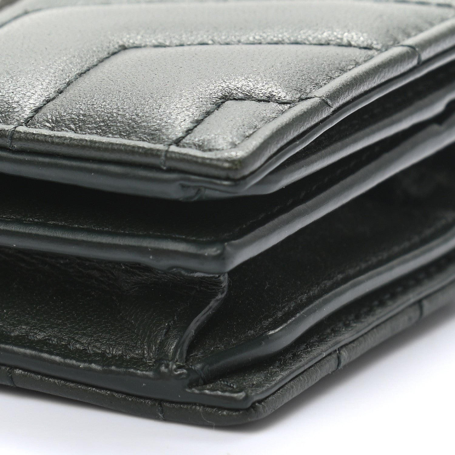 Saint Laurent Lambskin Y Quilted Monogram Loulou Flap Wallet Olive 10 of 11