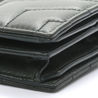 Saint Laurent Lambskin Y Quilted Monogram Loulou Flap Wallet Olive 10 of 11