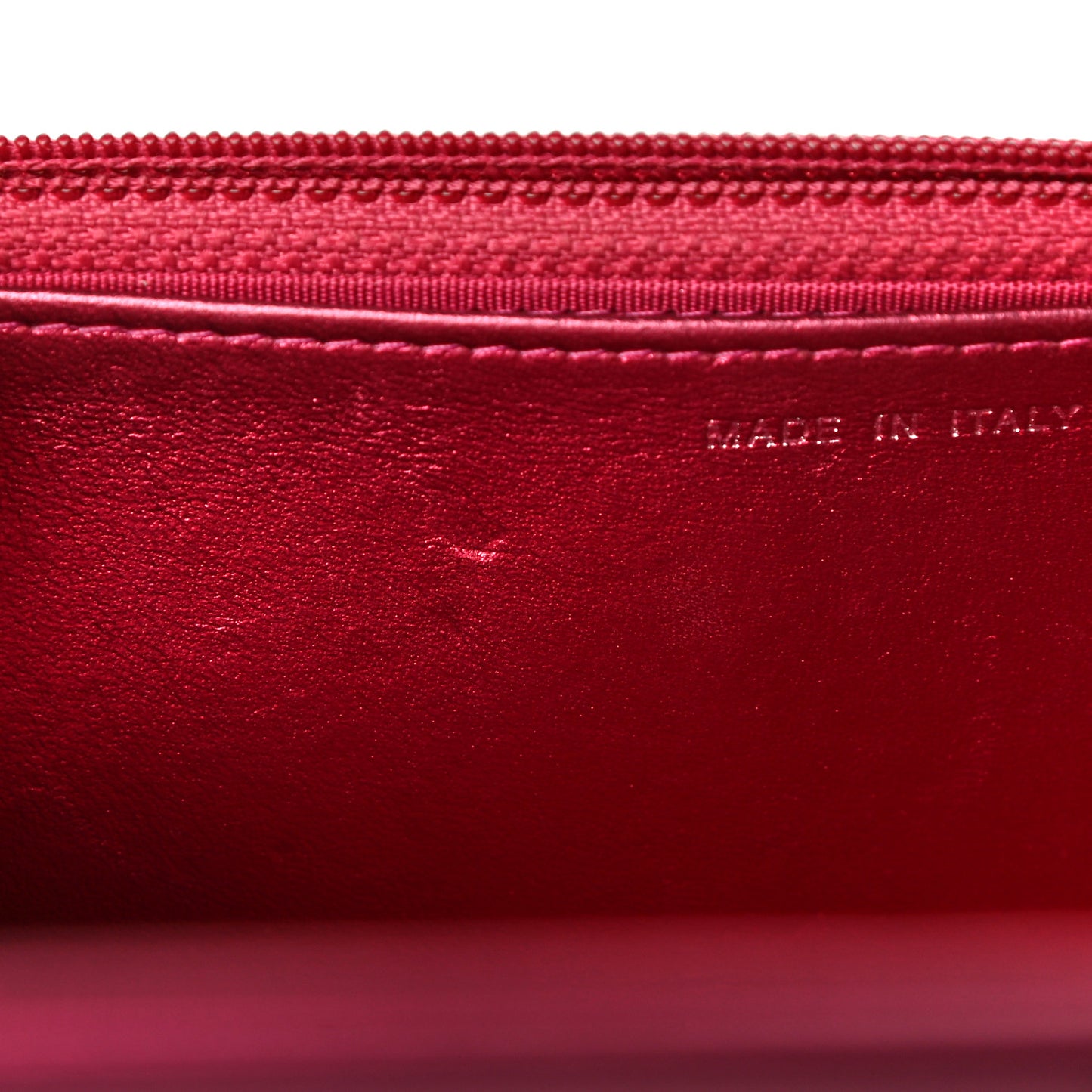 Metallic Patent Calfskin Quilted Boy Wallet On Chain WOC Fuchsia