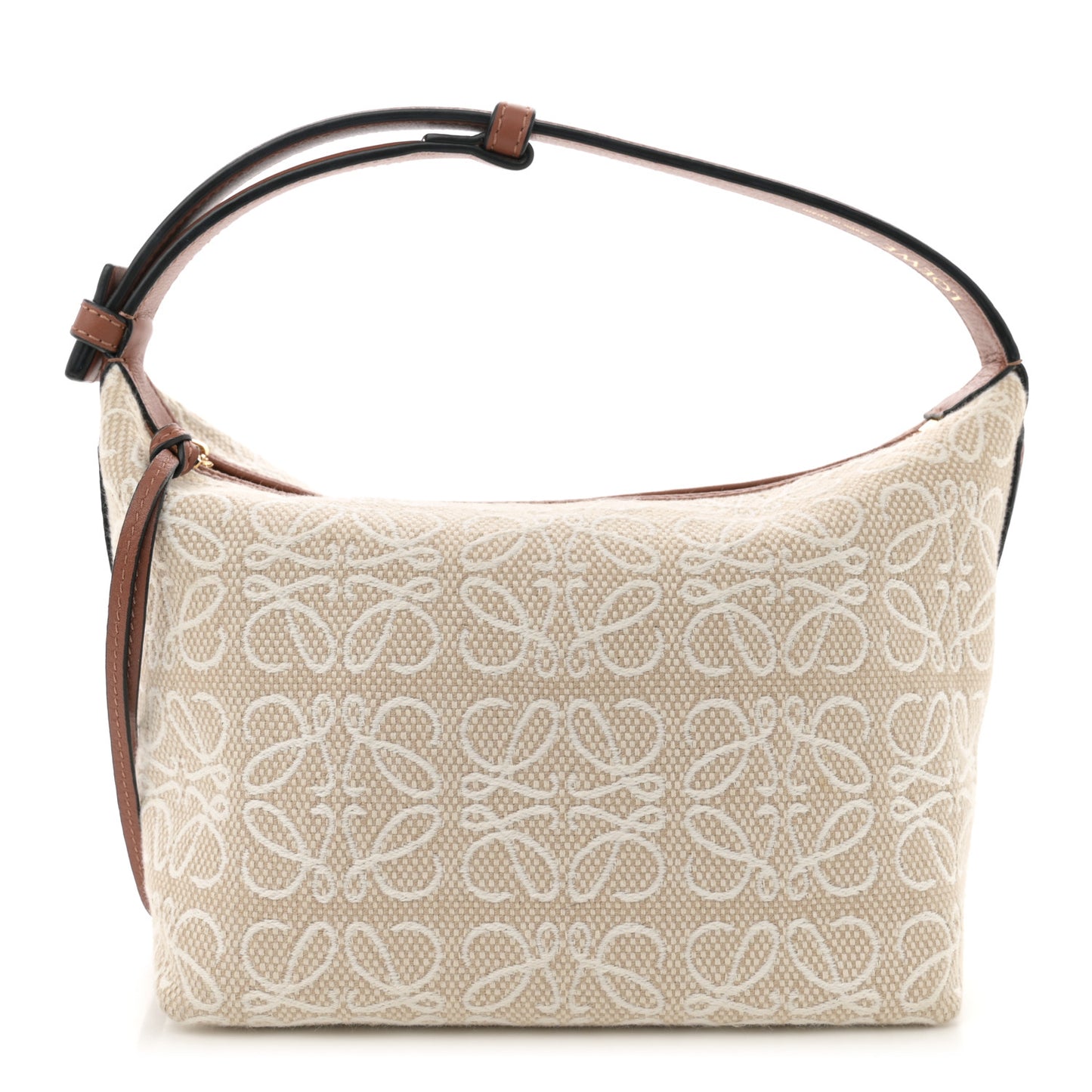Jacquard Anagram Calfskin Small Cubi Bag  Ecru Tan