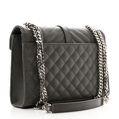 Saint Laurent Grain De Poudre Textured Mixed Matelasse Medium Triquilt Monogram Satchel Earth 3 of 12