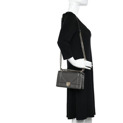Christian Dior Metallic Grained Calfskin Small Diorama Flap Bag Gunmetal Grey 2 of 12