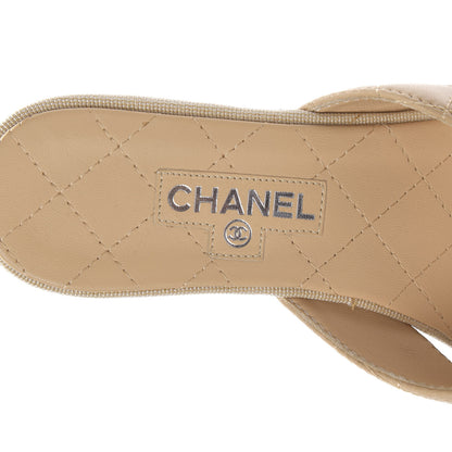 Chanel Lambskin Quilted CC Turnlock Sandals 37 Beige 8 of 10