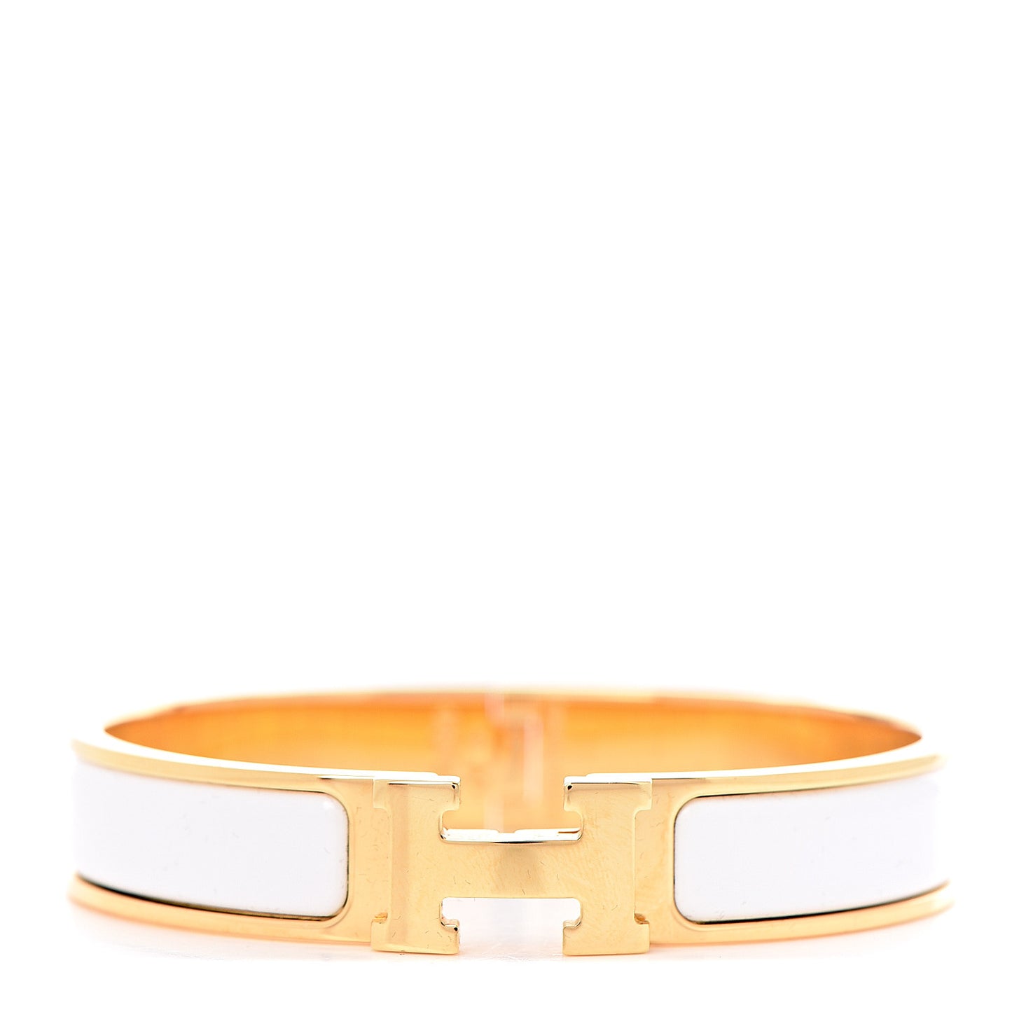 Enamel Narrow Clic Clac H Bracelet GM White