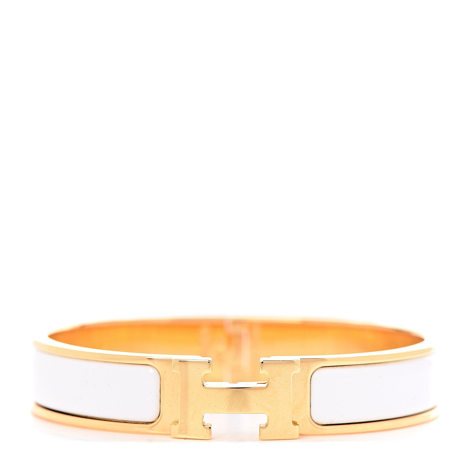Hermes Enamel Narrow Clic Clac H Bracelet GM White 1 of 6