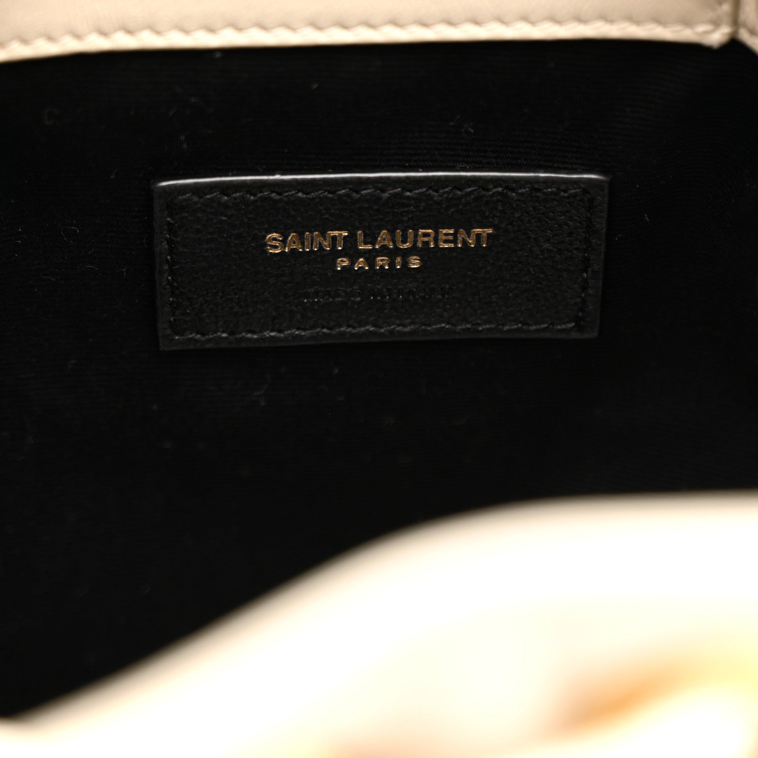 Saint Laurent Lambskin Carre Quilted Cassandre Small Bucket Bag Crema Soft 8 of 12