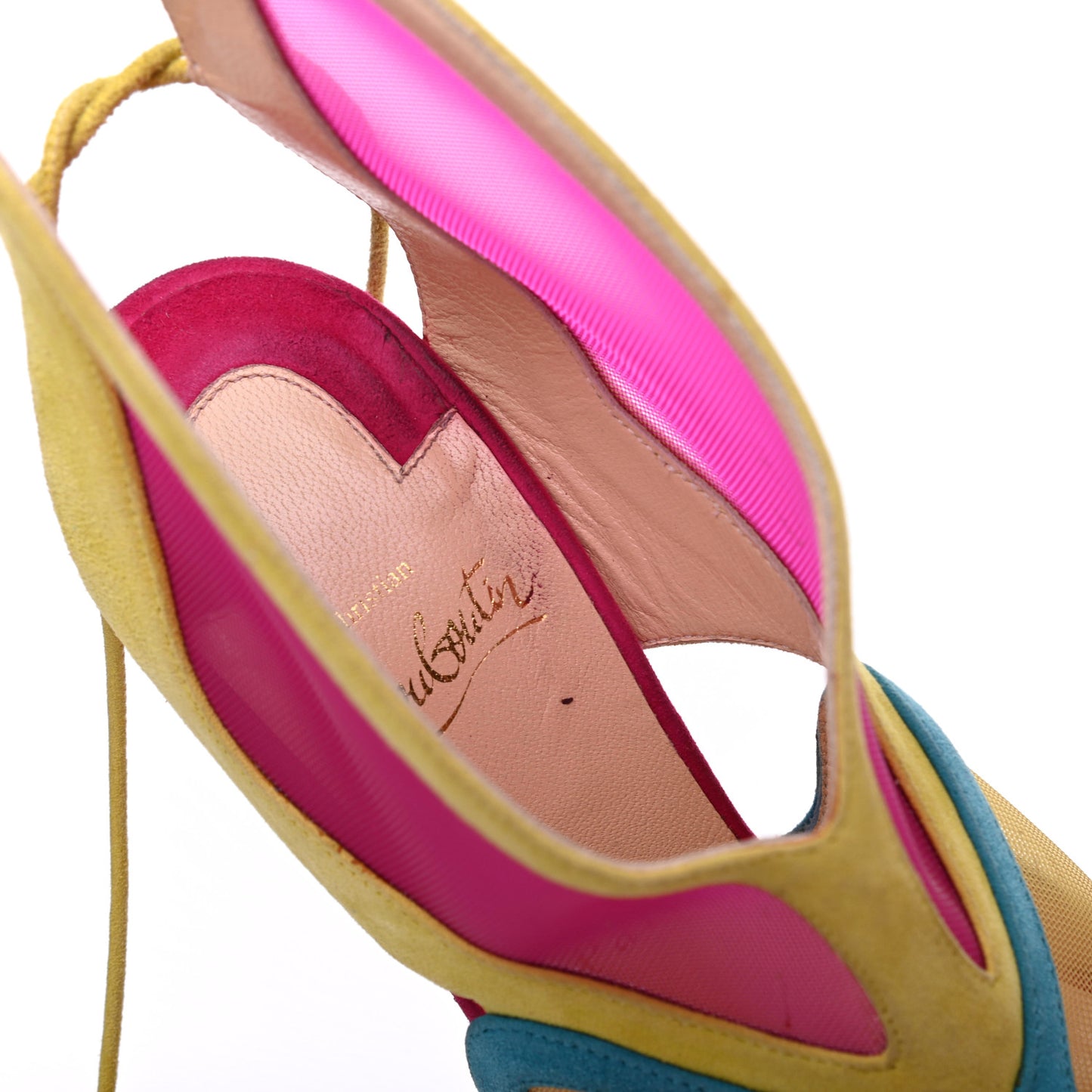 Suede Mesh Farfamesh 160 Peep Toe Platform Booties 36.5Multicolor