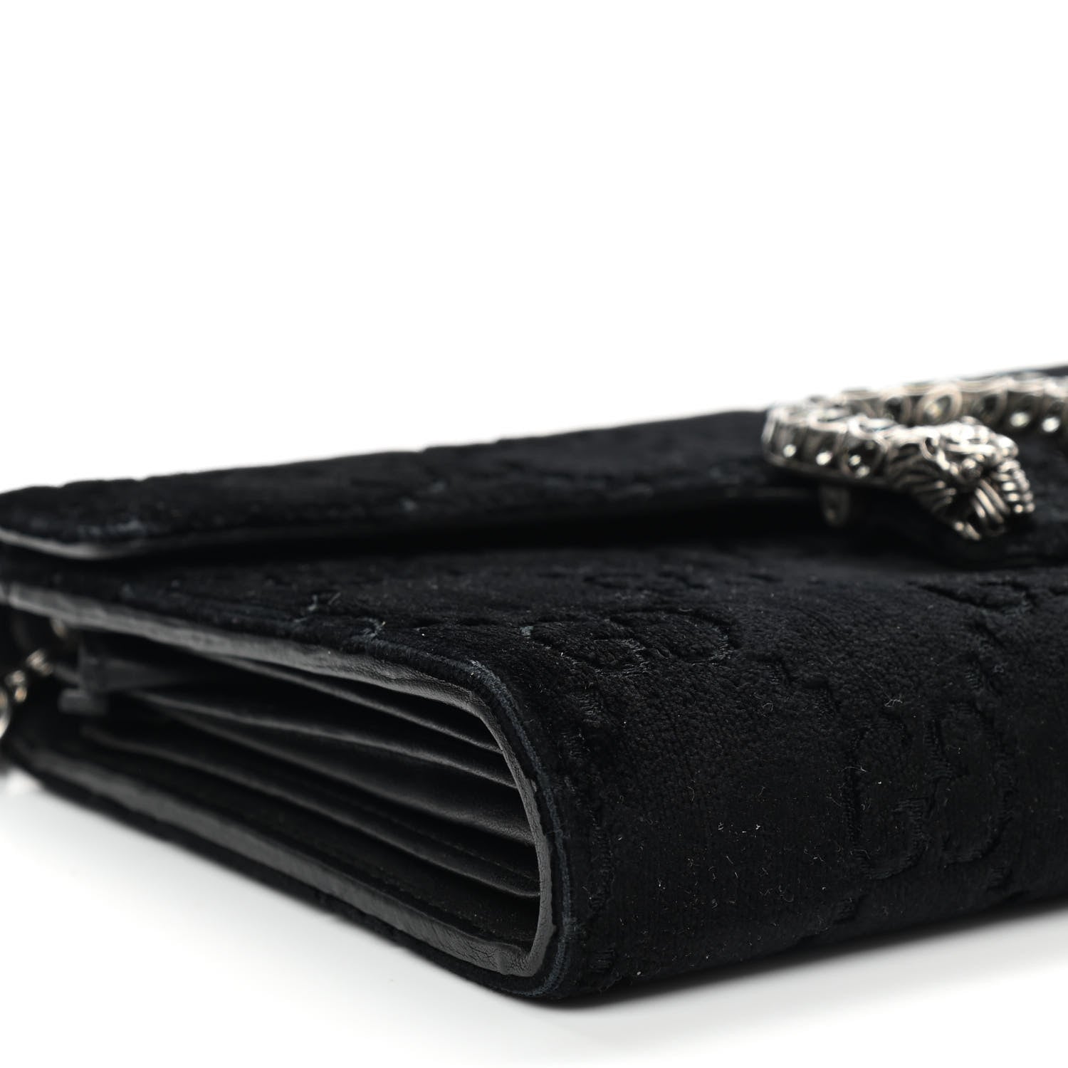 Gucci Velvet GG Monogram Mini Dionysus Chain Wallet Black 9 of 14
