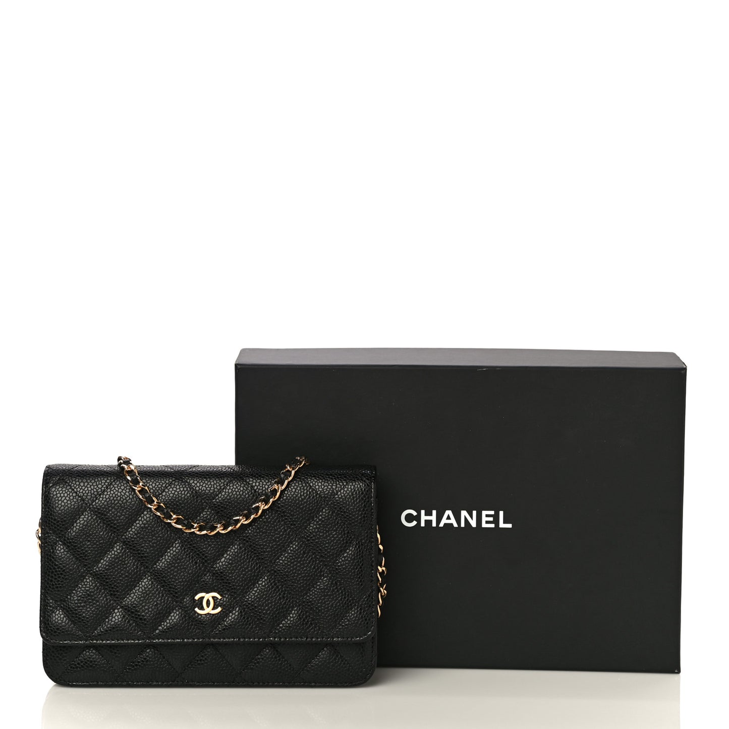 Caviar Quilted Wallet On Chain WOC Black