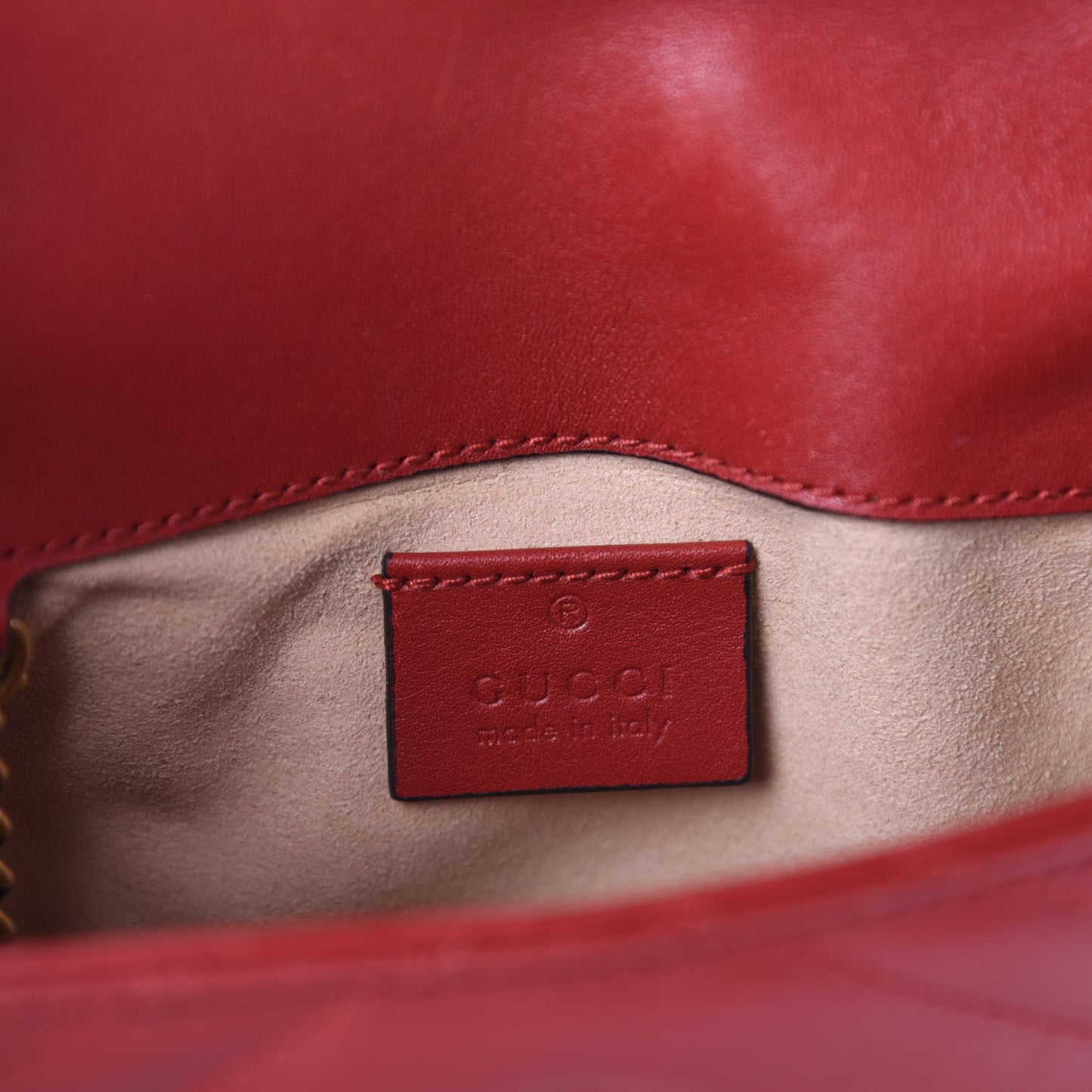 Calfskin Matelasse Super Mini GG Marmont Shoulder Bag Hibiscus Red