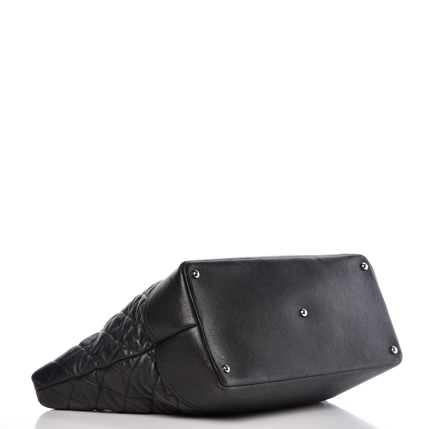 Calfskin Caviar Quilted Large Shopping Tote Black