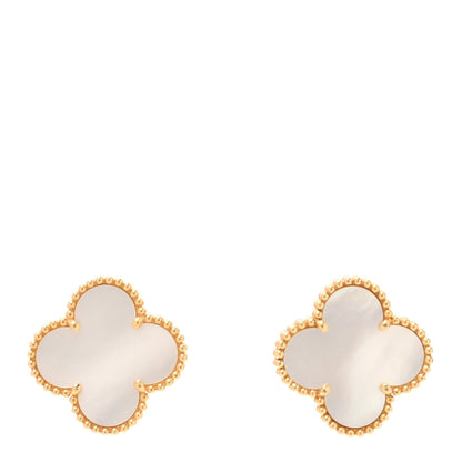 Van Cleef & Arpels 18K Yellow Gold Mother of Pearl Magic Alhambra Earrings 1 of 5