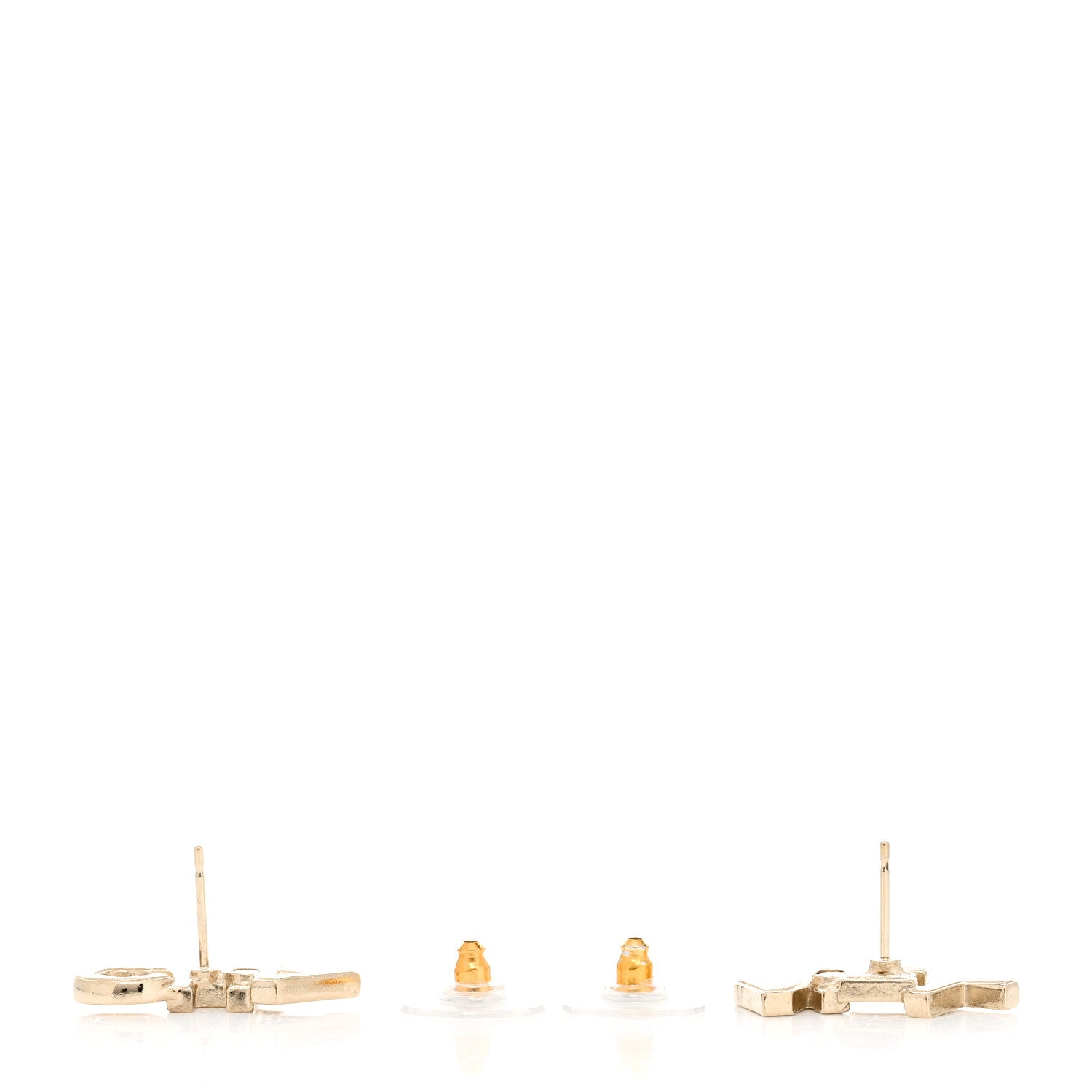 Chanel Crystal Pearl Signature Stud Earrings Gold 3 of 5