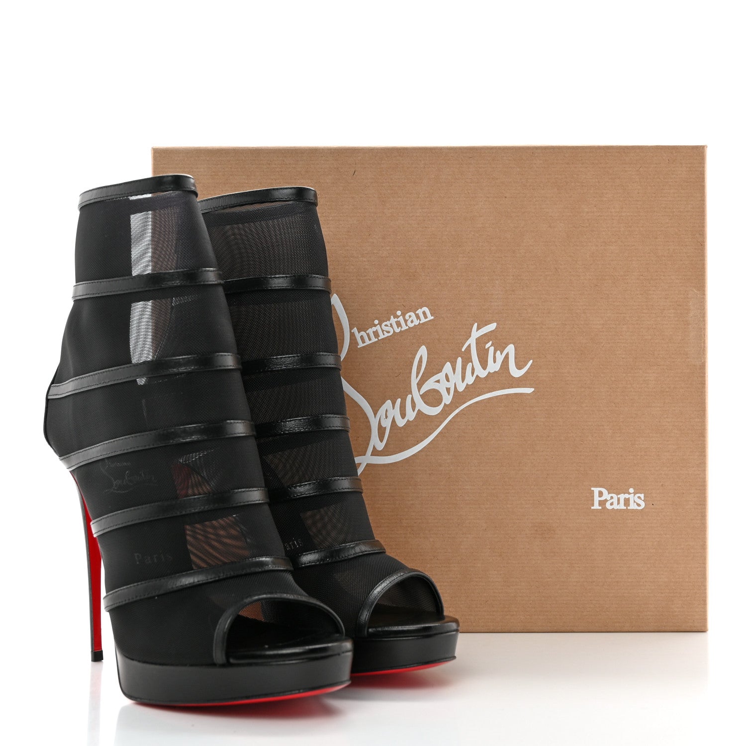 Christian Louboutin Mesh Doux Voile 120 Peep Toe Platform Booties 39.5 Black 12 of 12