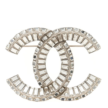 Chanel Baguette Crystal CC Brooch Silver 1 of 3