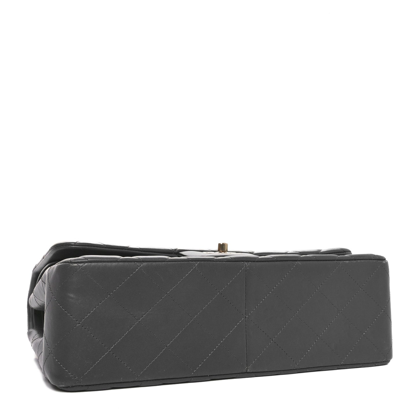 Lambskin Quilted Jumbo Double Flap Dark Grey