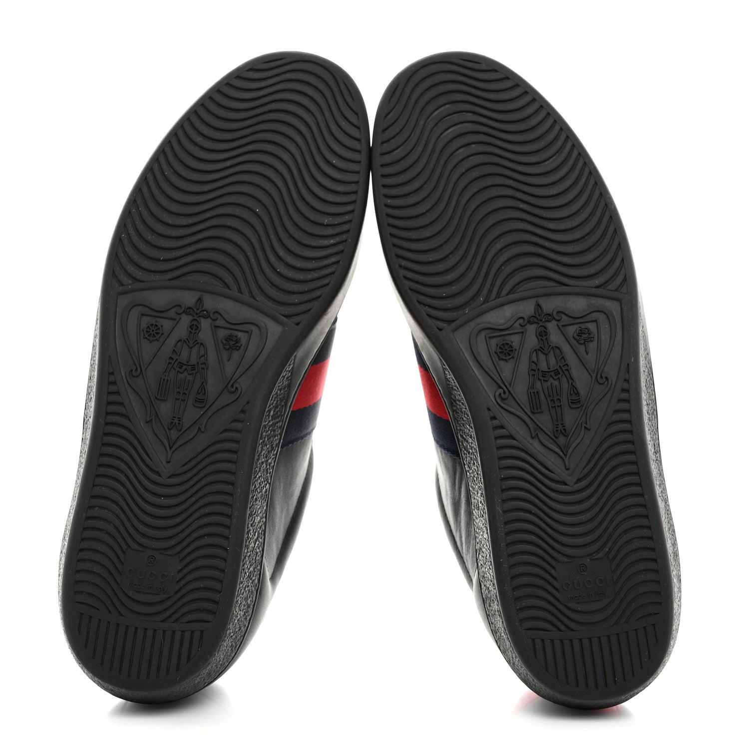 Gucci Miro Soft Calfskin Laminated Ayers Web Bee Embroidered Mens Ace Sneakers 9.5 Black Red Flame Night 5 of 8