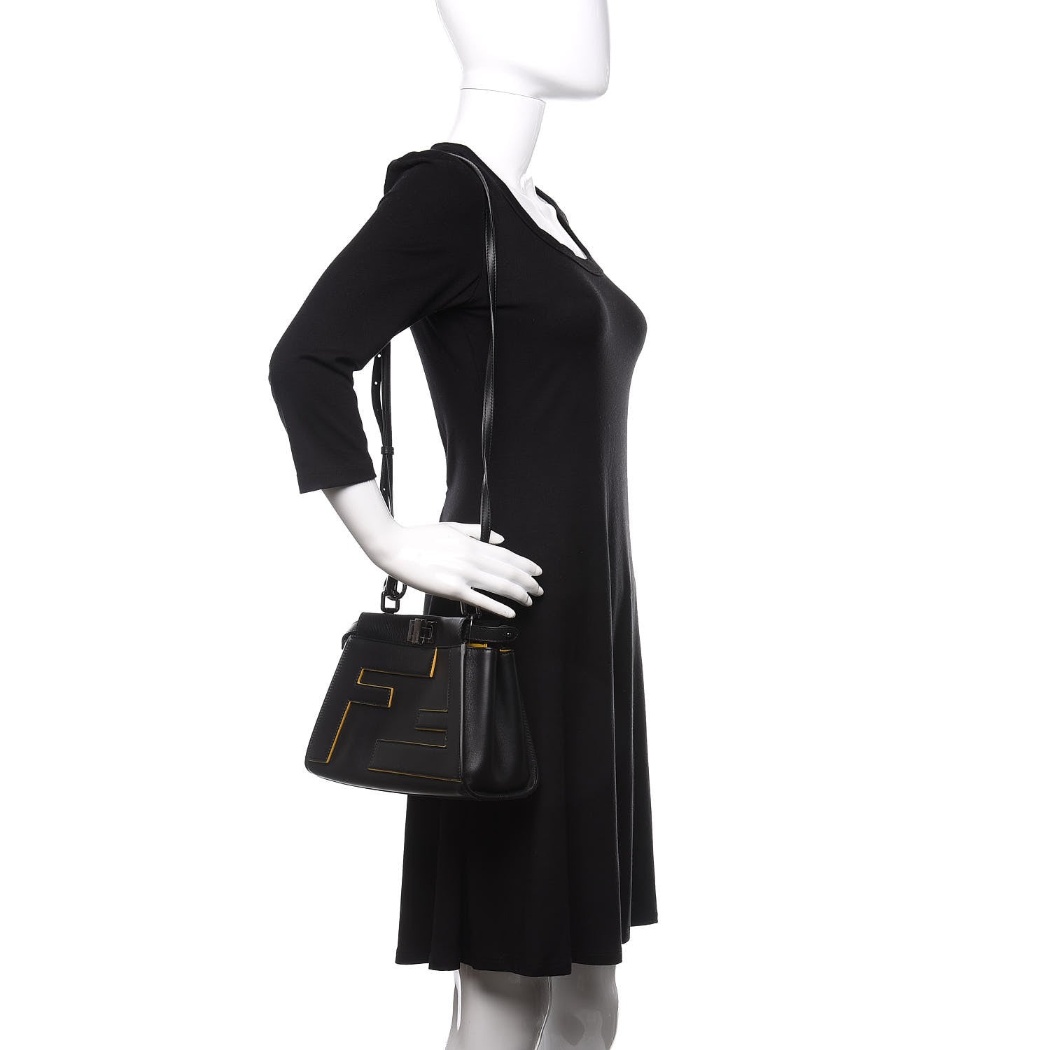 Fendi Nappa FF Mini Peekaboo Iconic Satchel Black 2 of 10