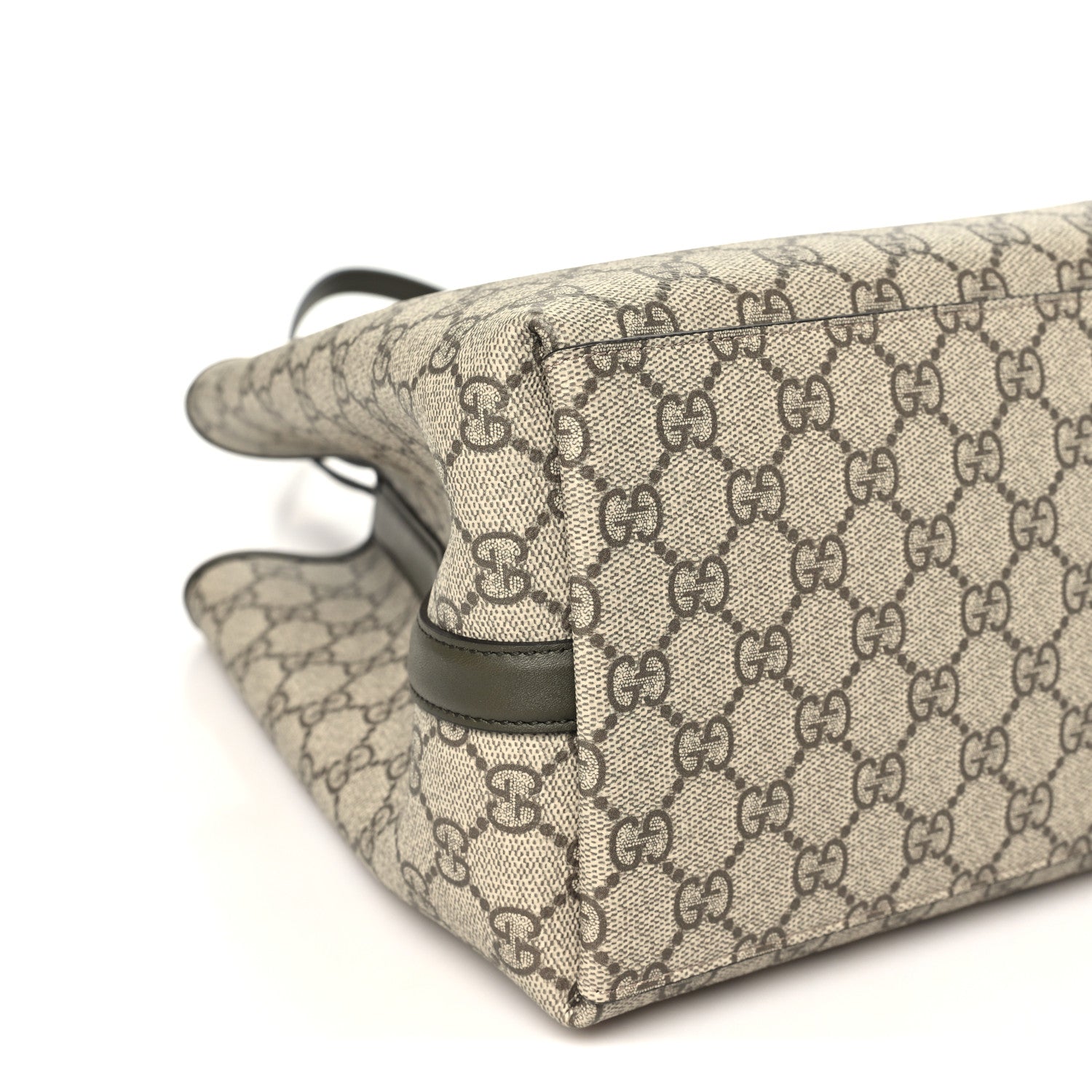 Gucci GG Supreme Monogram Emblem Large Tote Bag  Beige Green 8 of 9