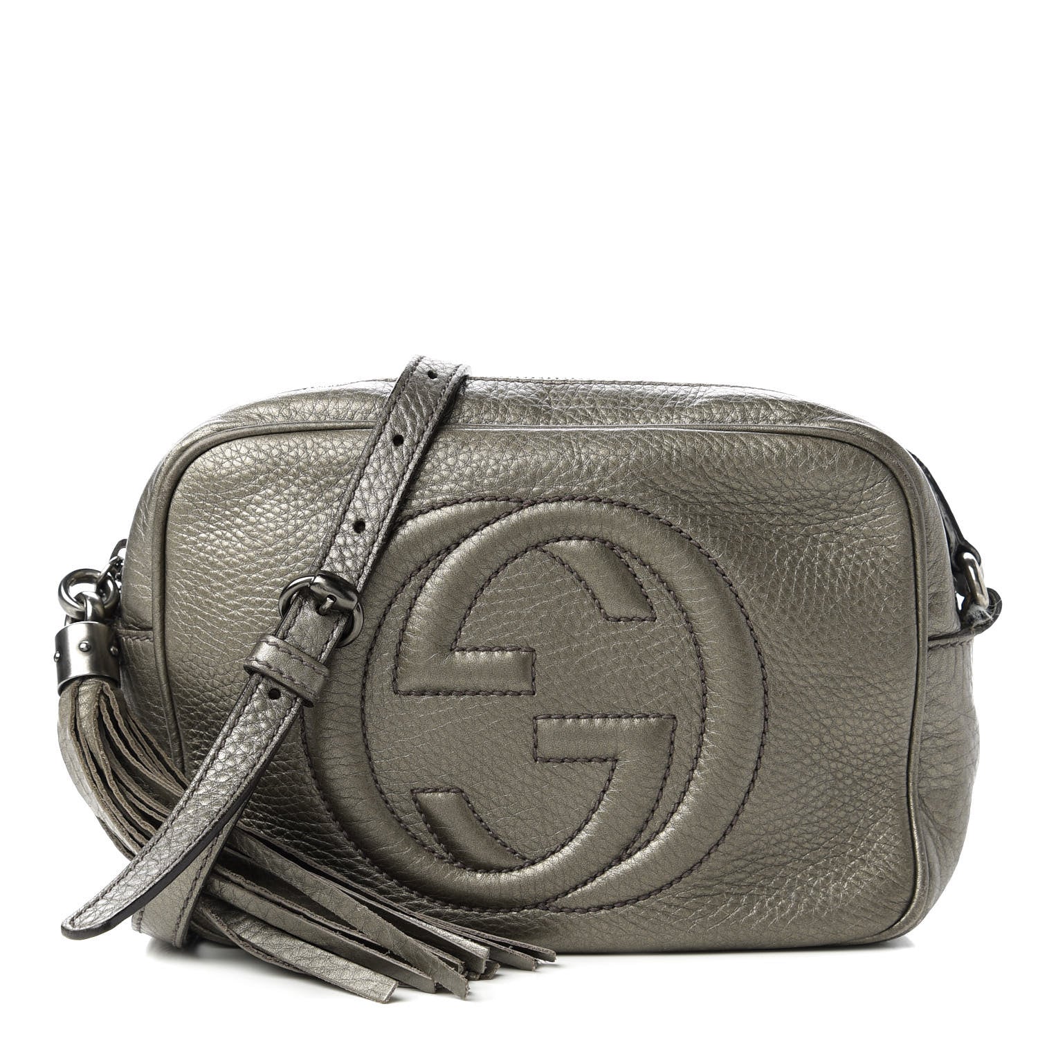 Gucci Metallic Pebbled Calfskin Small Soho Disco Bag Sasso 1 of 12