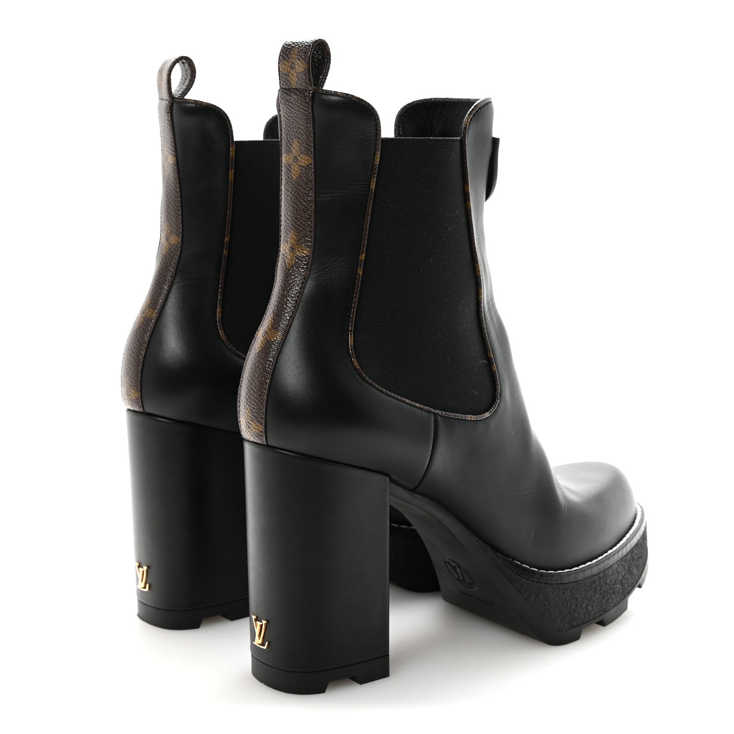 Louis Vuitton Calfskin Monogram LV Beaubourg Platform Ankle Boots 40 Black 10 of 18