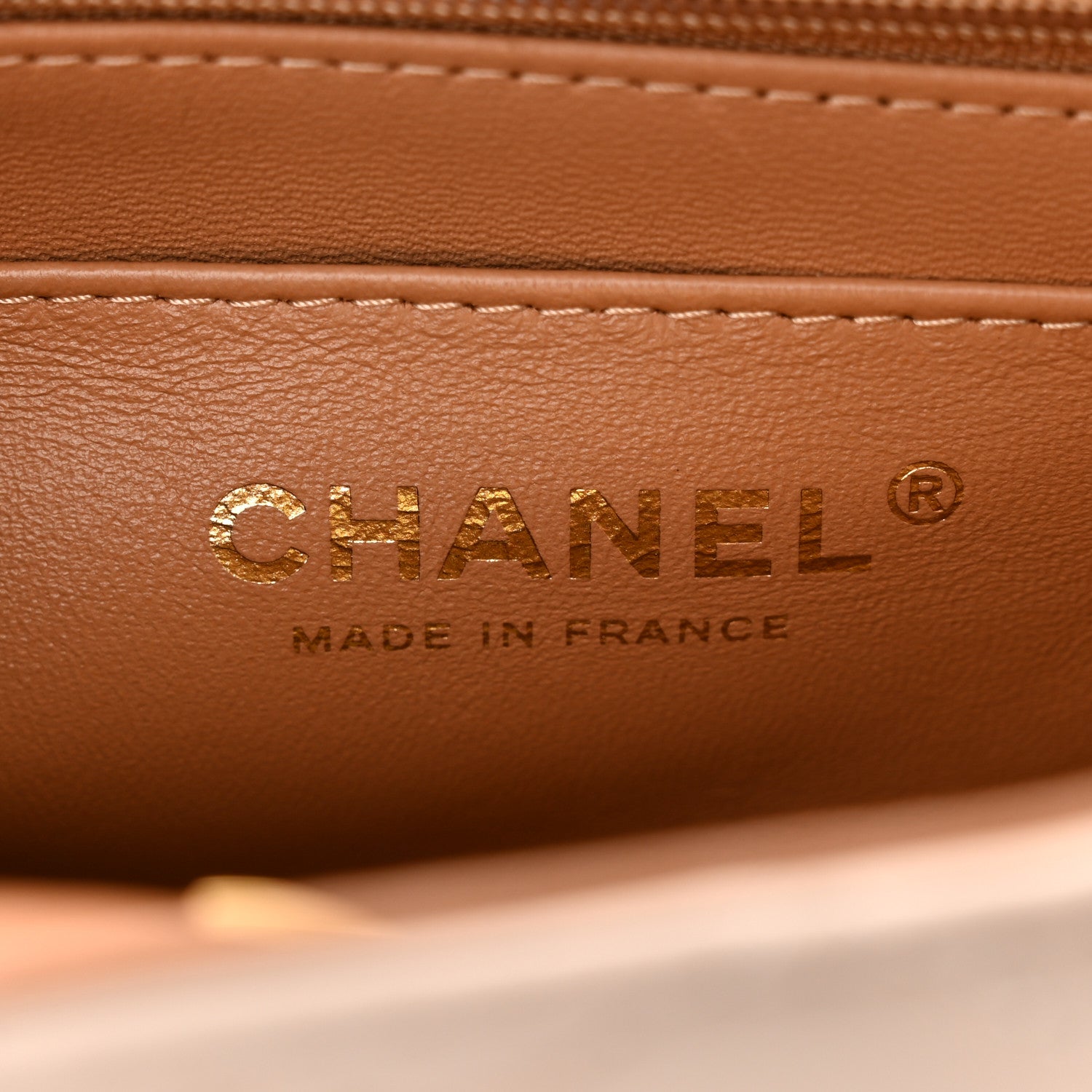 Chanel Lambskin Quilted Bi-Color Mini Top Handle Rectangular Flap Ecru Dark Beige 6 of 10