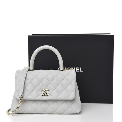 Chanel Caviar Quilted Mini Coco Handle Flap Light Grey 10 of 10