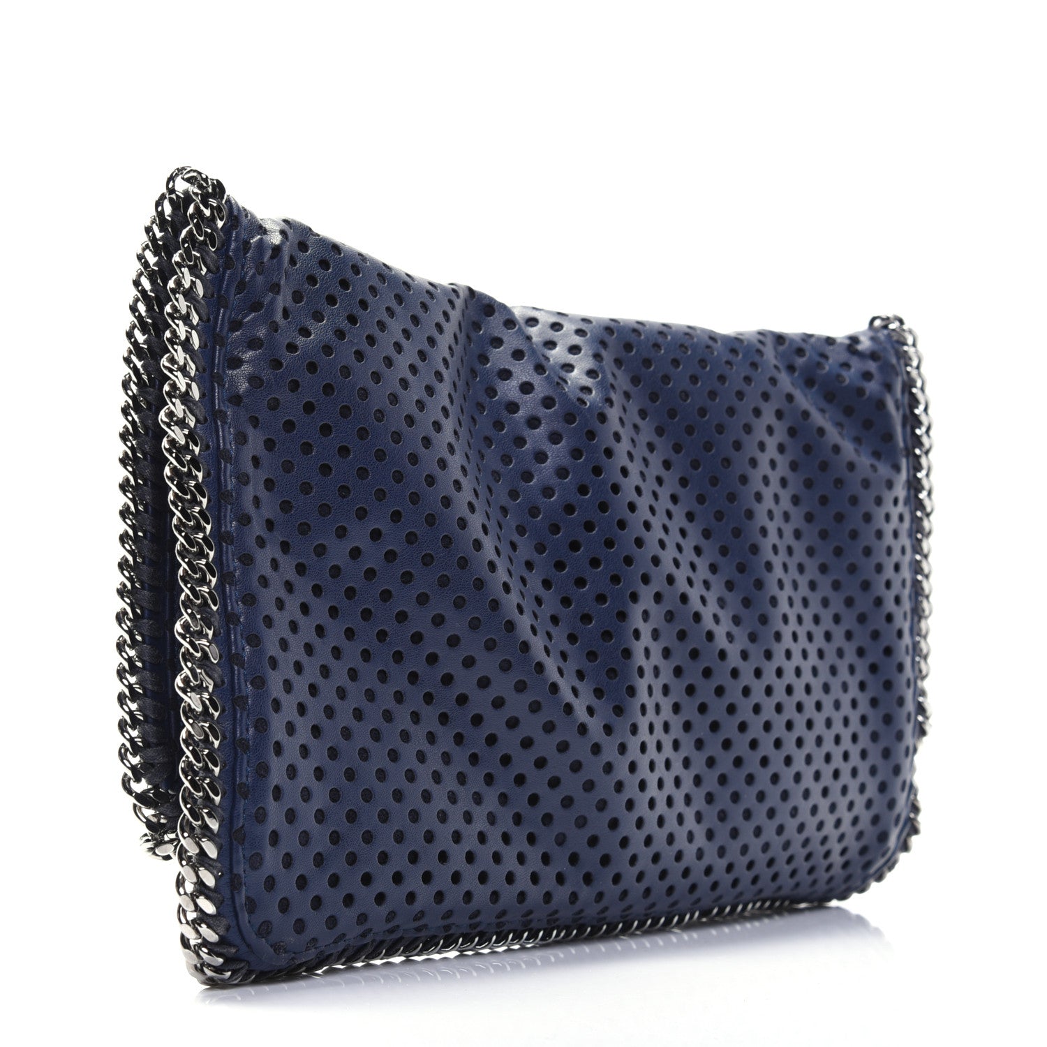 Stella McCartney Eco Alter Nappa Perforated Fold Over Clutch Navy 3 of 15