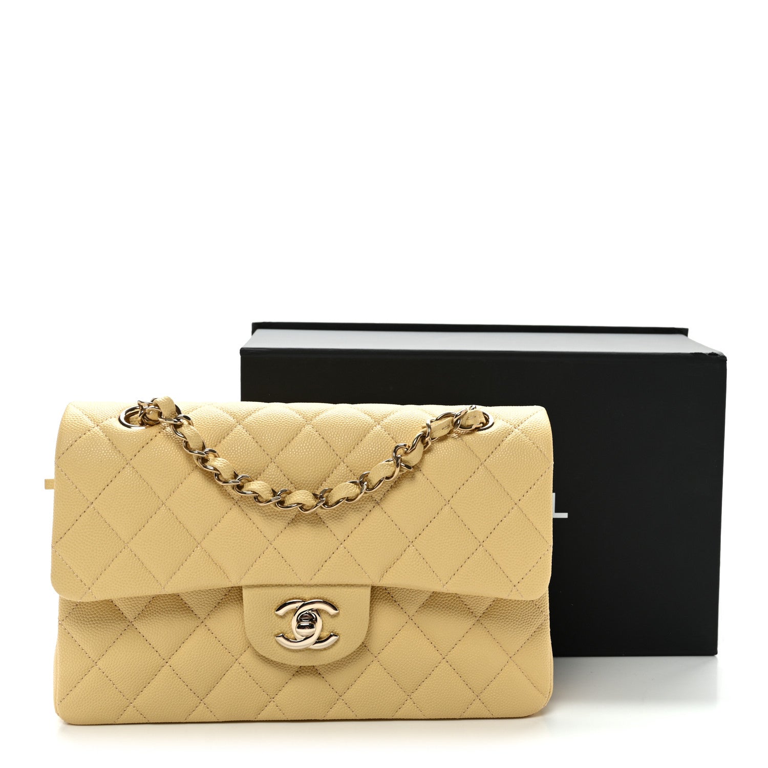 Chanel Caviar Quilted Small Double Flap Light Yellow 10 of 10
