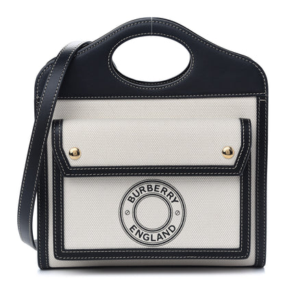 Burberry Canvas Smooth Calfskin Two Tone Mini Pocket Bag Black 1 of 16