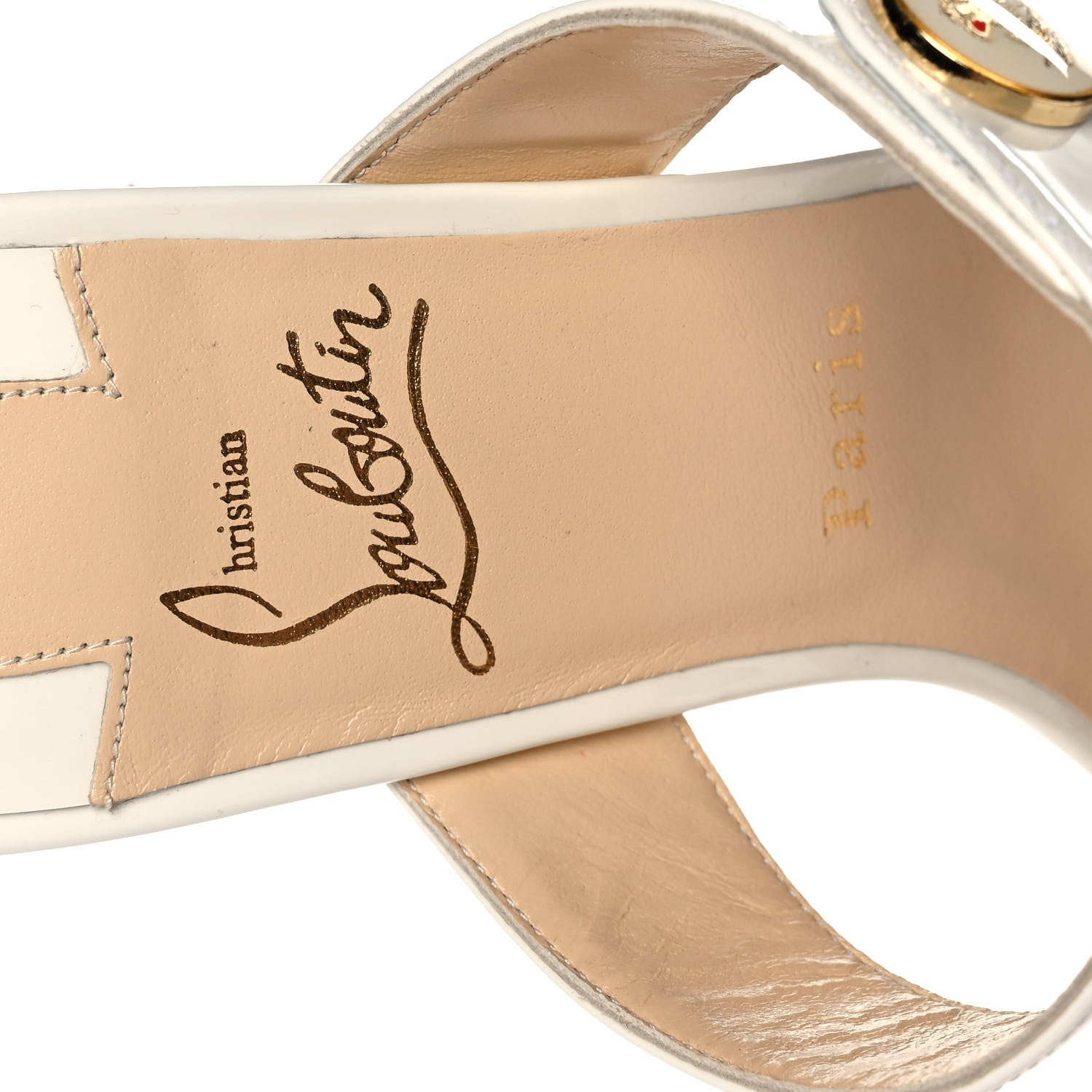 Christian Louboutin Patent Calfskin La Saviata 55 Sandals 39.5 Snow 6 of 9