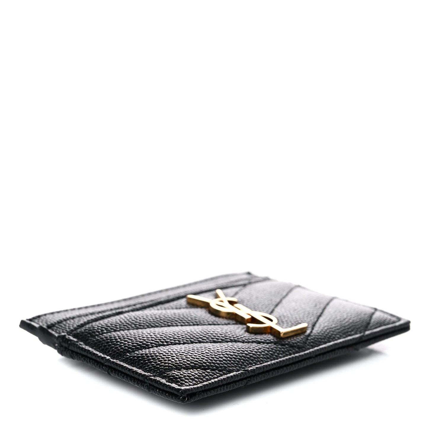 Grain De Poudre Matelasse Chevron Monogram Credit Card Case Black