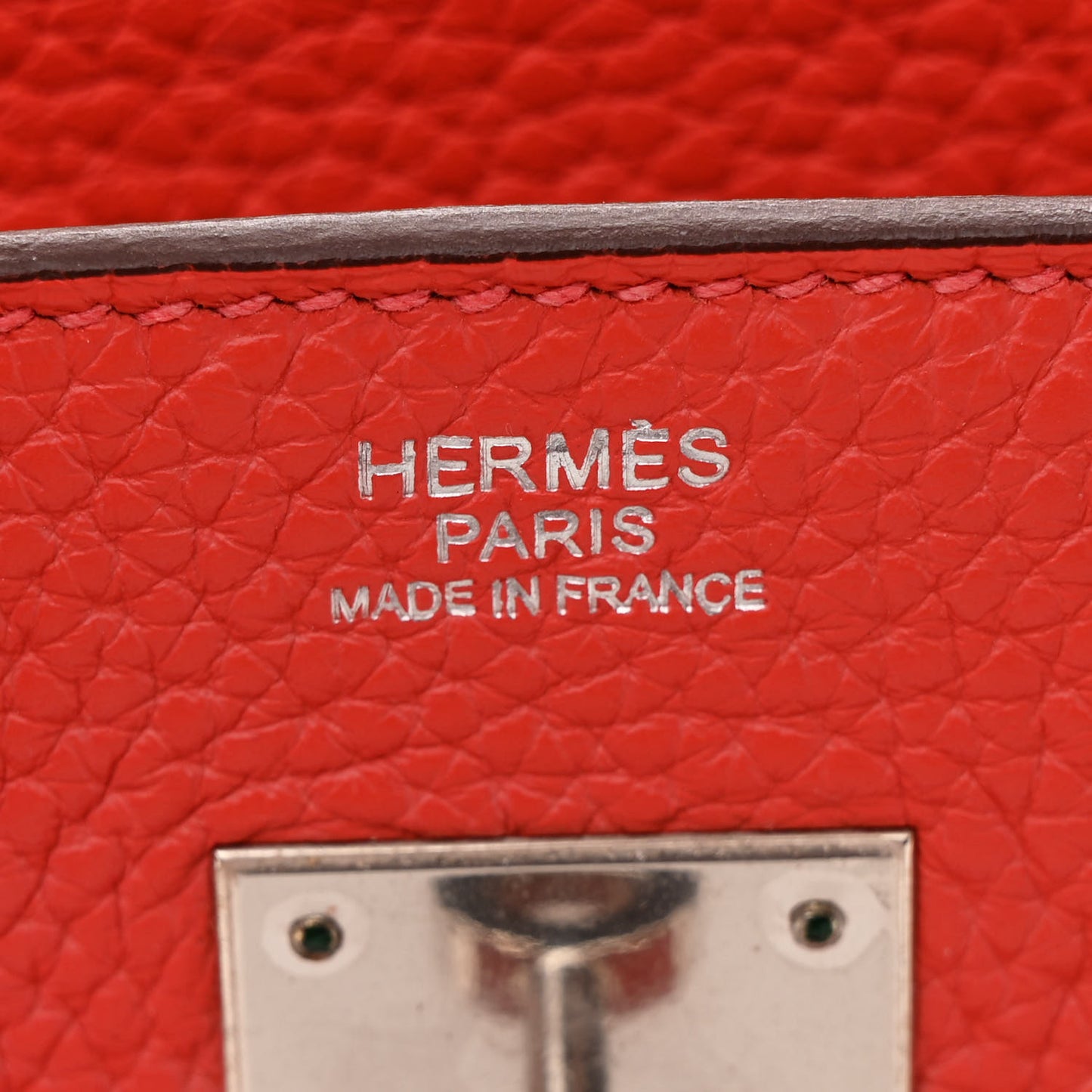 Taurillon Clemence Birkin 30 Rouge Pivoine