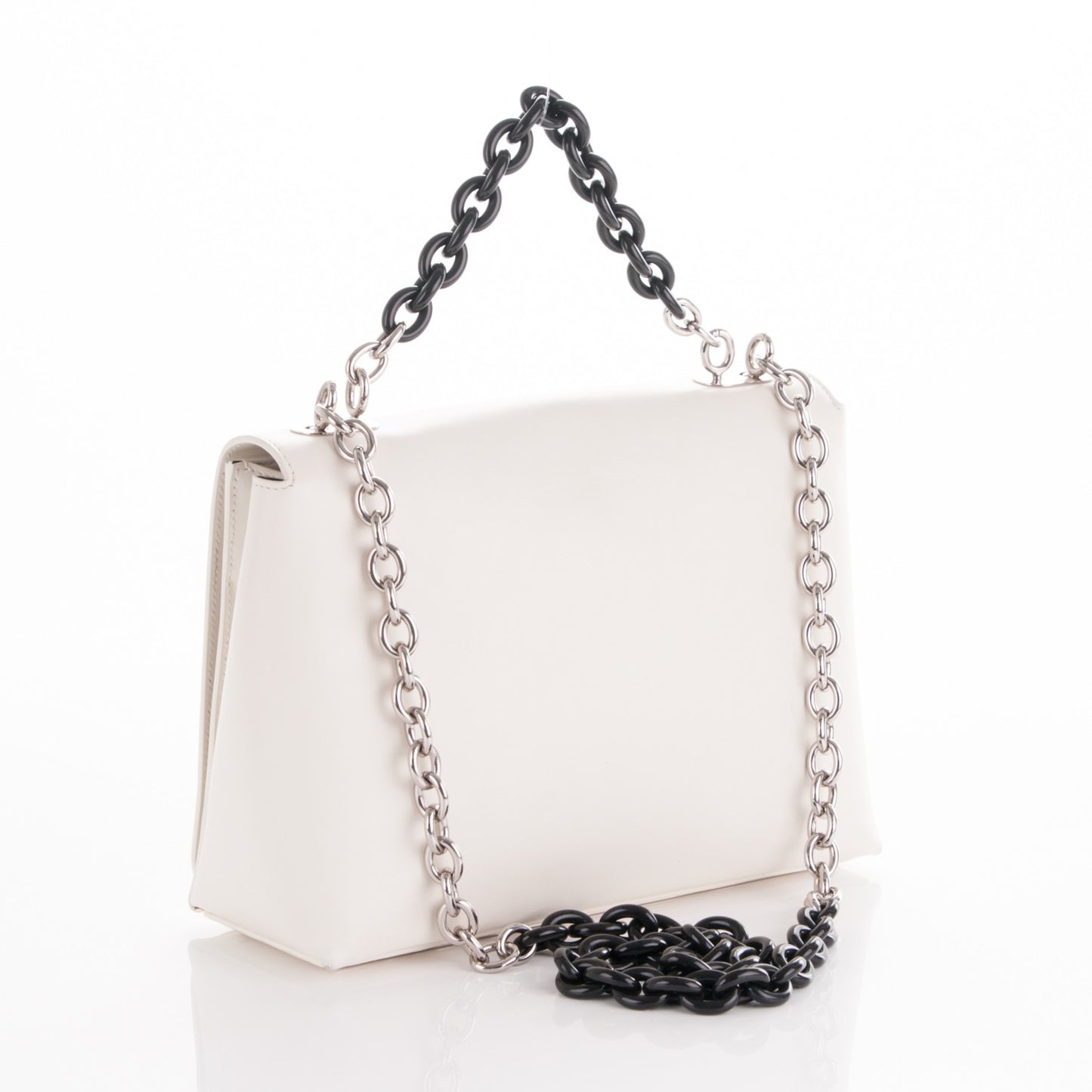 Calfskin Bal58 Shoulder Bag White Black