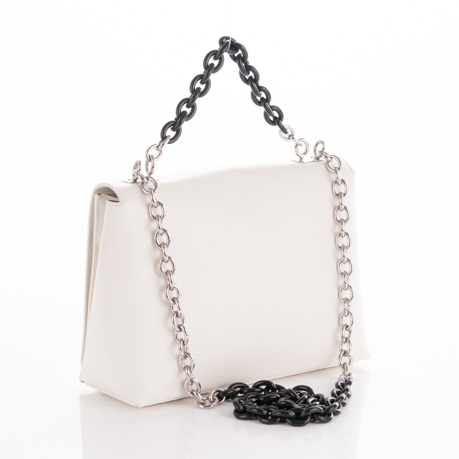 Balenciaga Calfskin Bal58 Shoulder Bag White Black 3 of 7