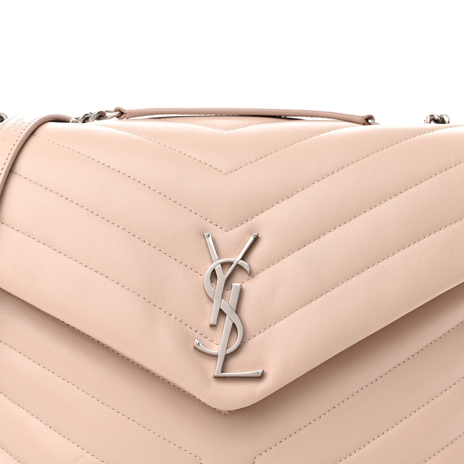 Saint Laurent Calfskin Y Quilted Monogram Medium Loulou Chain Satchel Rose Antic 8 of 13