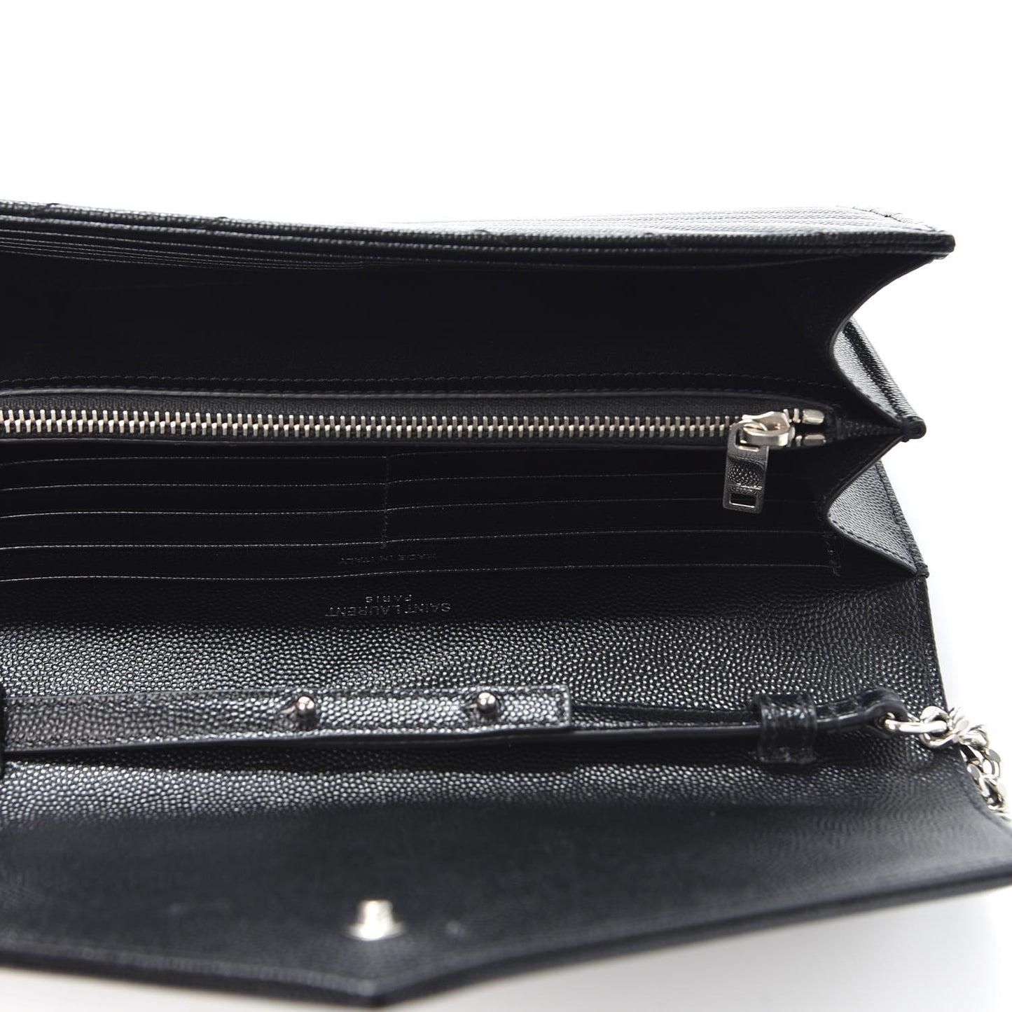 Grain De Poudre Matelasse Chevron Monogram Chain Wallet Black