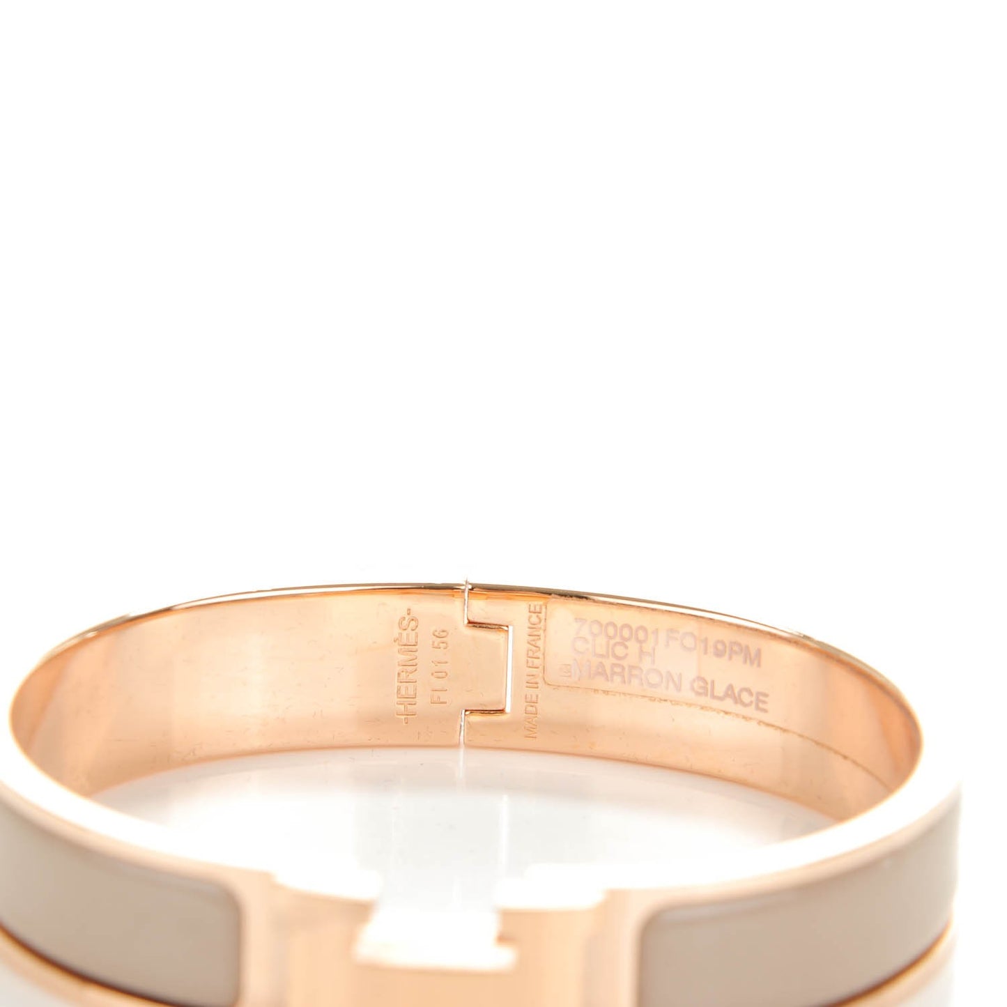 Enamel Narrow Clic Clac H Bracelet PM Marron Glace