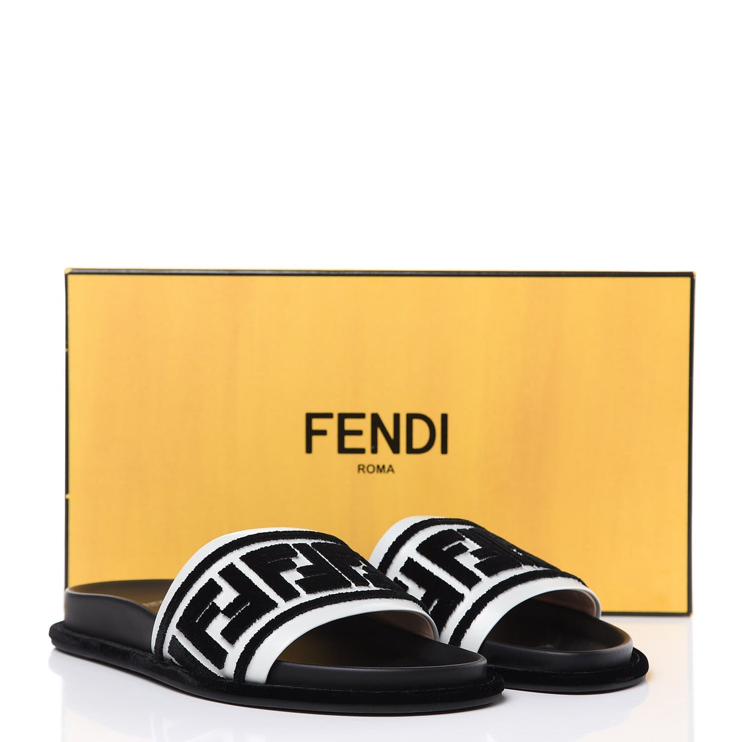 Velvet FF Reloaded Slide Sandals 38.5 Black White