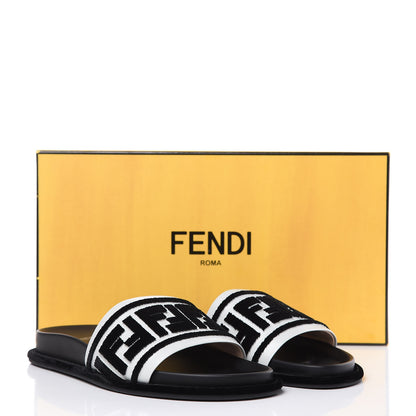 Fendi Velvet FF Reloaded Slide Sandals 38.5 Black White 10 of 10