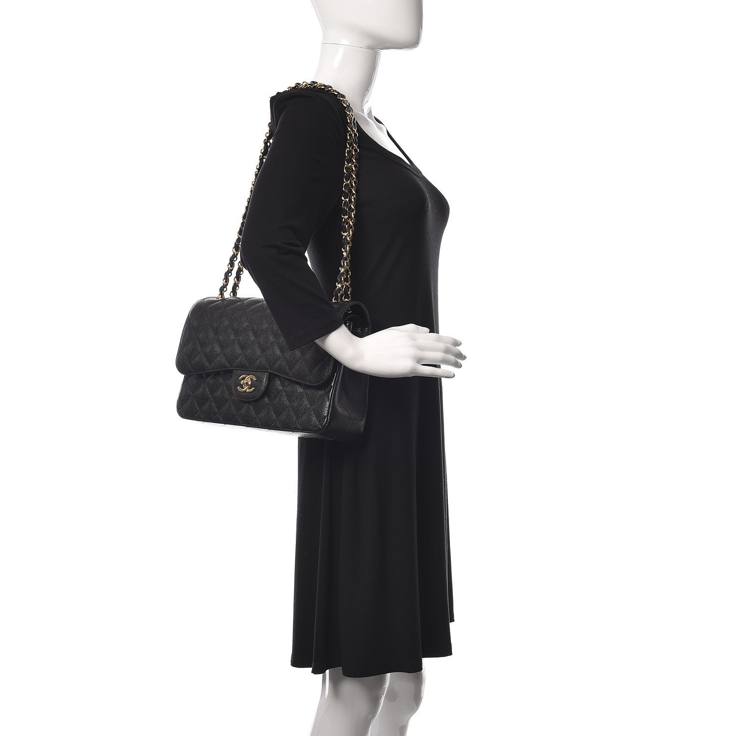Chanel Caviar Quilted Jumbo Double Flap Black 2 of 12