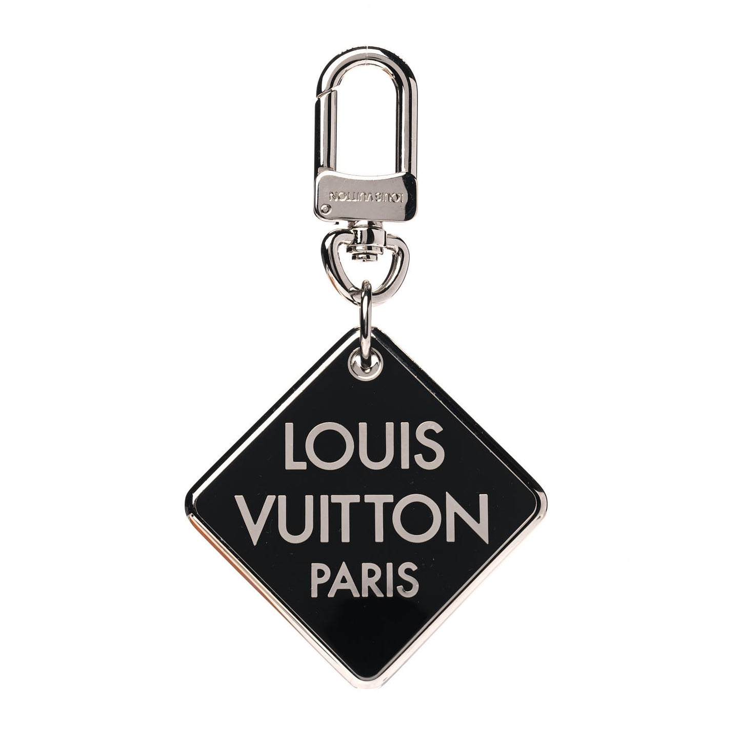 Damier Logo Square Key Holder Black Silver